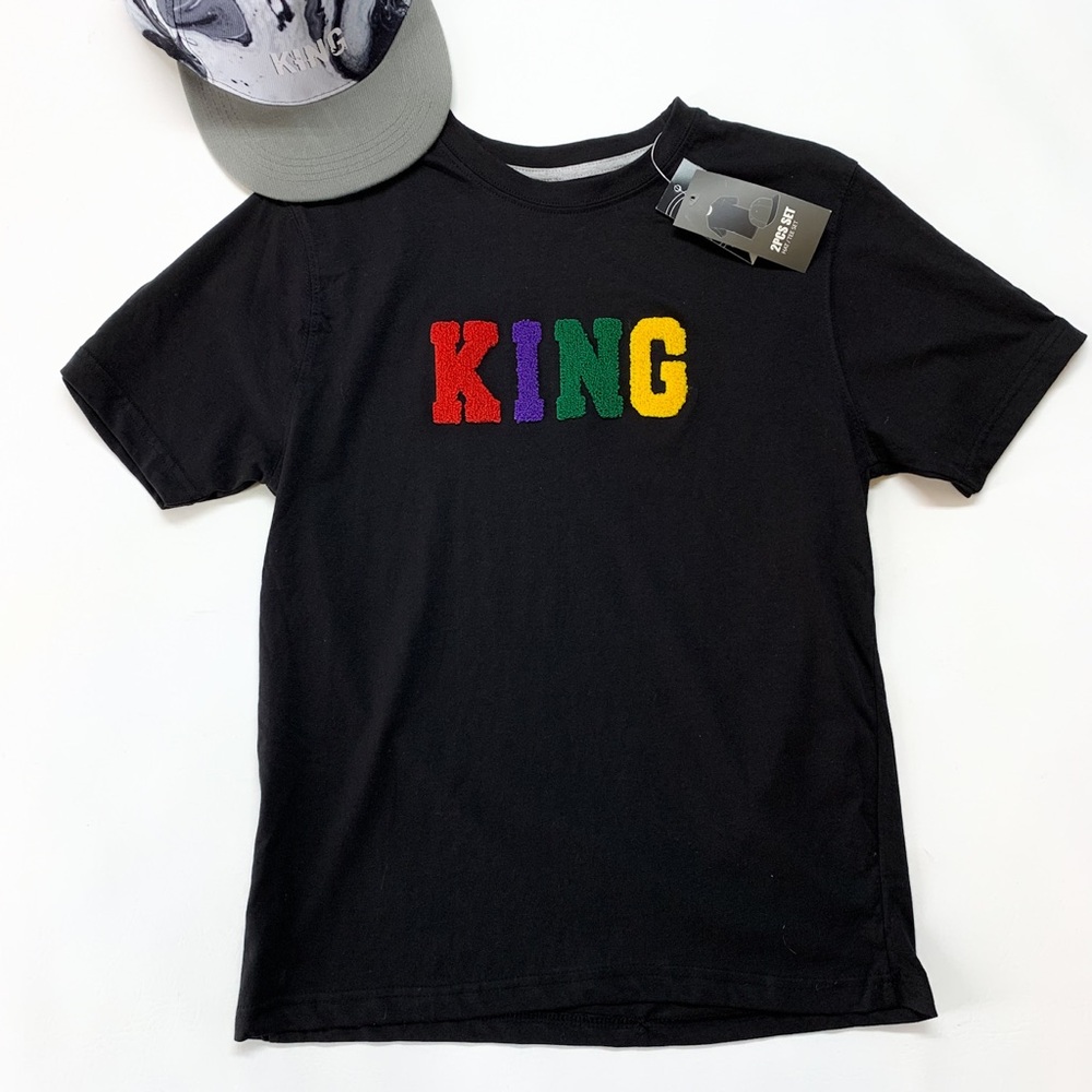 Sacred Crown Block Letter Greek KING Word Logo